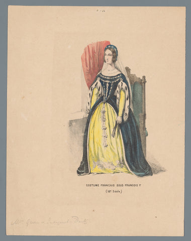 Costume Francais Sous Francois 1e. (16e Siècle), Elias Spanier (attributed to), 1840 -1850 Canvas Print