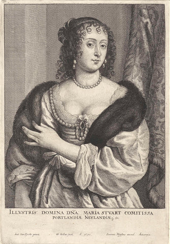 Portrait of Frances Stuart Countess of Portland, Wenceslaus Hollar, 1650 - 1670 Canvas Print