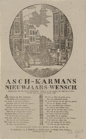 New Year's wish of the Amsterdam ash cartmen for the year 1836, anonymous, 1835 - 1836 Canvas Print