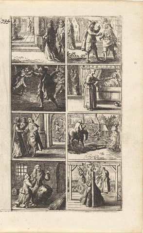 Story with depictions of murder and death penalty (F. 794.), Abraham Dircksz. Santvoort, 1667 Canvas Print