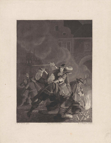 Skirmish on the street, Dirk Jurriaan Sluyter, 1844 Canvas Print