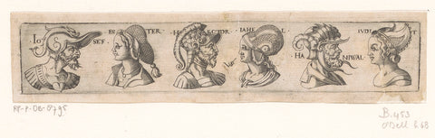 Frisian with six busts with headgear, Virgilius Solis, 1538 - 1562 Canvas Print