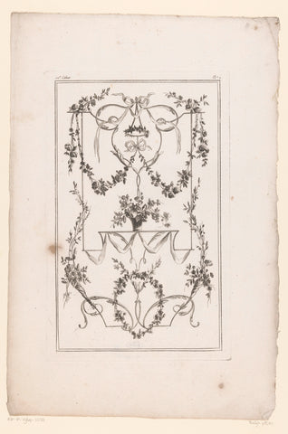 Paneel met bloemenmand en strikken, Jacques Juillet, 1777 - 1779 Canvas Print