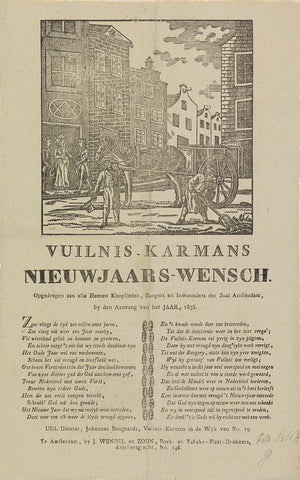 New Year's wish of the garbage men of Amsterdam for the year 1838, anonymous, 1837 - 1838 Canvas Print