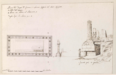 Map and rebellion of Juno Lucina temple in ancient Agrigento, Louis Mayer, 1778 Canvas Print