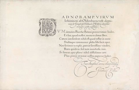 Writing example: Ad nob. Amp. virum (...), Simon Frisius, 1605 Canvas Print