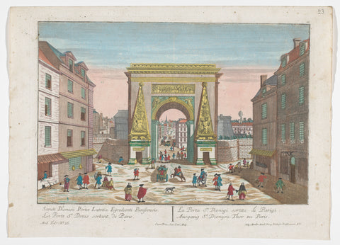 View of the Porte Saint-Denis in Paris, Georg Balthasar Probst, 1742 - 1801 Canvas Print