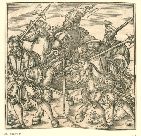 Horseman and three soldiers, Virgil solis, 1524 - 1562 Canvas Print