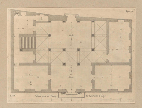 Plan of the ground floor of the Palazzo Ambrogio Di Negro in Genoa, Nicolaes Ryckmans, 1622 Canvas Print