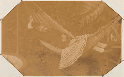 Portrait of a sleeping woman in a hammock, anonymous, 1878 Canvas Print