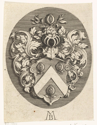 Unknown coat of arms in oval, Michiel le Blon, c. 1611 - c. 1625 Canvas Print