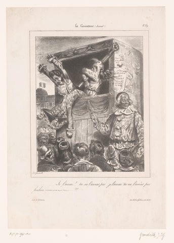 Puppet show with fighting politicians as dolls, Jean Ignace Isidore Gérard Grandville, 1831 Canvas Print