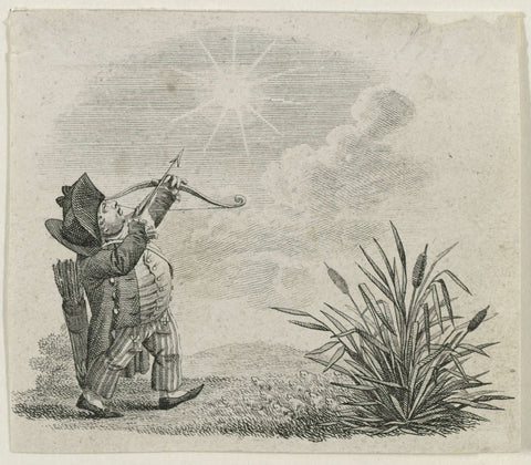 Cartoon on the Duke of Brunswick shooting at the sun, ca. 1784, anonymous, 1784 Canvas Print