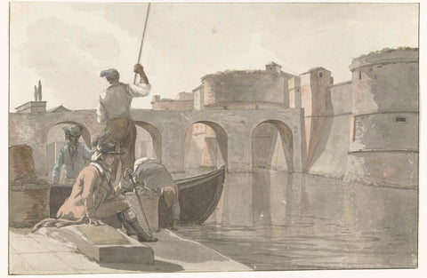 New moat of the fortifications in Taranto, Louis Ducros, 1778 Canvas Print