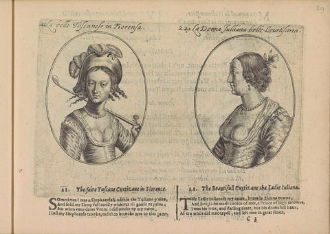 Portraits of the courtesans called the Clean Tuscan and La Donna Juliana, Crispijn van de Passe (II), 1635 Canvas Print