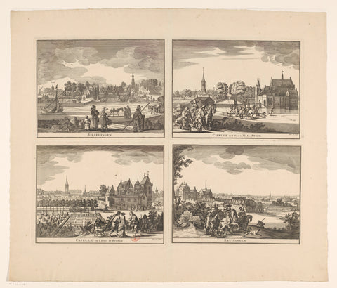 View of Biezelinge, Kapelle and Kasteel Maalstede, Kapelle and Kasteel Bruëlis, and Kruiningen, Pieter Hendricksz. Schut, 1719 - 1725 Canvas Print