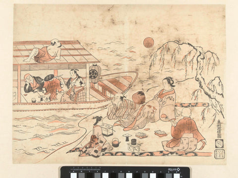 Night game boating, Okumura Masanobu, 1705 - 1750 Canvas Print