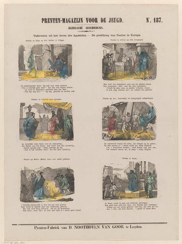 Tafreelen from the life of the apostles. - De prediking van Paulus in Europa, Dirk Noothoven van Goor, 1850 - 1881 Canvas Print