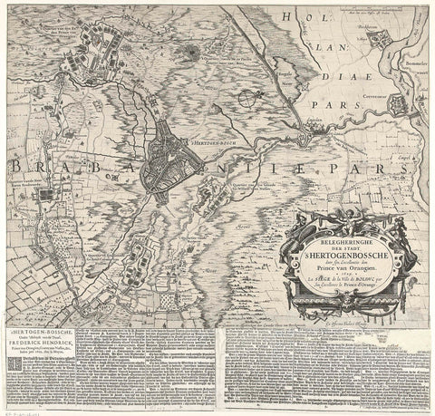 Text sheet accompanying the print of the siege of Den Bosch by Frederik Hendrik, 1629, Jodocus Hondius (II), 1629 Canvas Print