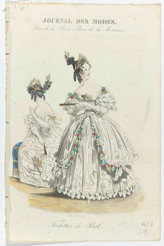 Journal des Modes, 1836, No. 19 : Toilettes de Bal, Daems, 1836 Canvas Print