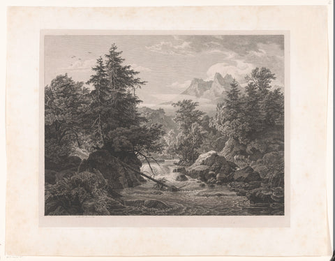 River view in the north of Tyrol, Georg Heinrich Busse, 1836 Canvas Print