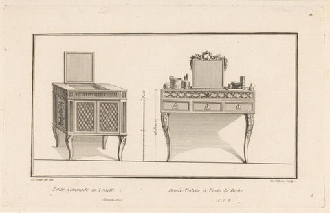 Commode en toilettafel, from Saint-Morien, 1784 - 1785 Canvas Print