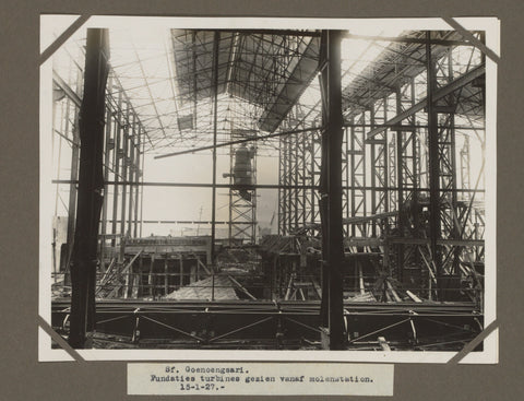 Sf. Goenoengsari. Foundations turbines as seen from mill station. 15-1-27., anonymous, 1927 Canvas Print