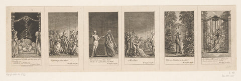 Six performances from Adelheid von Veltheim, Daniel Nikolaus Chodowiecki, 1783 Canvas Print