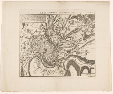 Map of Luxembourg, with a map of its surroundings, C. Maillort, 1790 Canvas Print