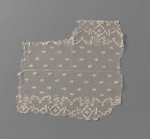 Volant of bobbin lace with diamond-shaped medallions, anonymous, c. 1870 - c. 1920 Canvas Print