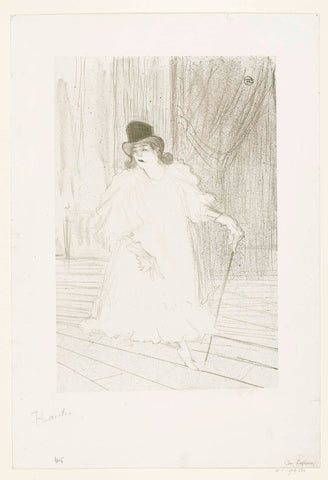 Portrait of singer Cecy Loftus on stage in theatre, Henri de Toulouse-Lautrec, 1895 Canvas Print