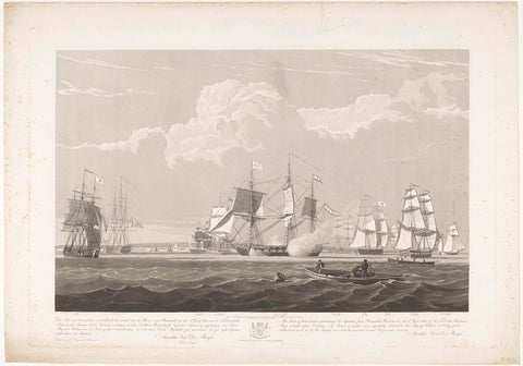 Departure of twelve Dutch merchant ships from portsmouth harbour, 1833 (plate 3), Robert Havell (II), 1835 Canvas Print