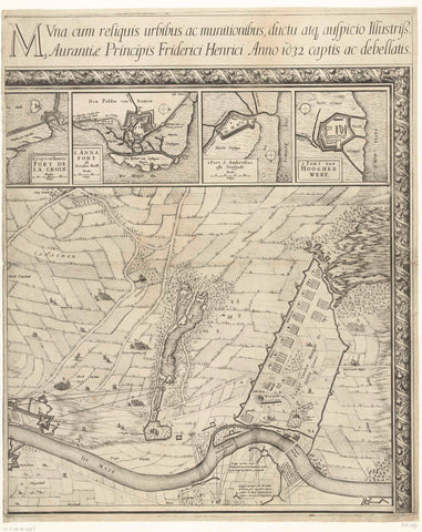 Grote kaart van het be siege van Maastricht, 1632, plate 3, Salomon Savery (attributed to), 1632 Canvas Print