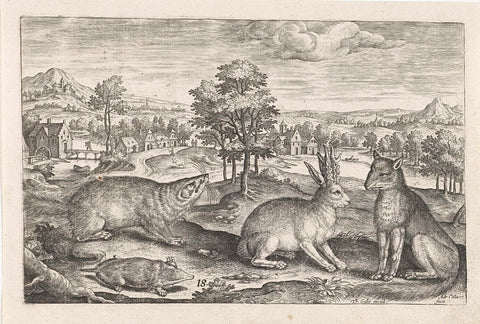 Forest animals, Adriaen Collaert, 1595 - 1599 Canvas Print