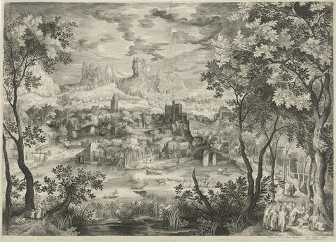 Landscape with the Healing of the Blind, Jan van Londerseel, c. 1601 Canvas Print