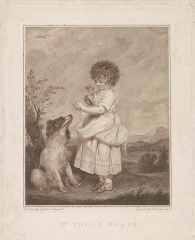 Portret van Philip Yorke met hond en vogel, Francesco Bartolozzi, 1738 - 1815 Canvas Print