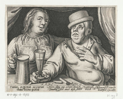 Drinking Man and Woman, Nicolaes de Bruyn, 1581 - 1656 Canvas Print