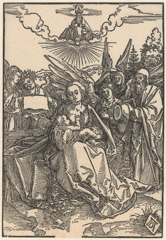 The Holy Family with five angels, Albrecht Dürer, 1503 - 1504 Canvas Print