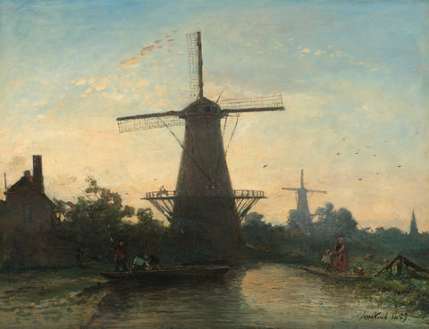 Windmills near Rotterdam, Johan Barthold Jongkind, 1857 Canvas Print