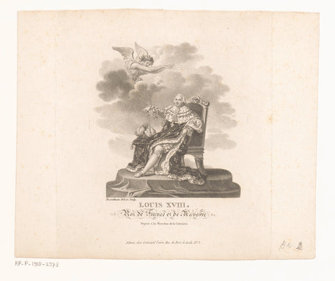 Portrait of Louis XVIII, seated on his throne, A. Bosselman, 1825 Canvas Print