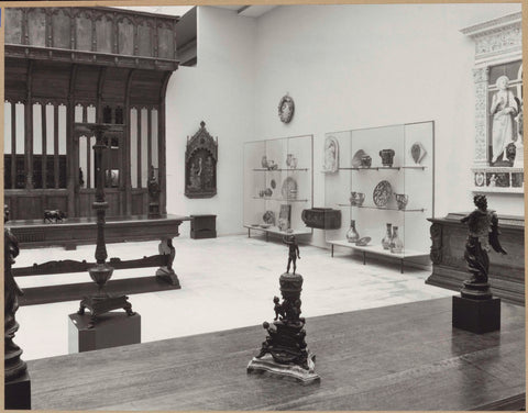 Two showcases with ceramics, a box and a relief, c. 1962 Canvas Print