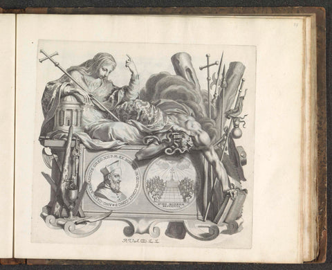 Portrait of Angelo Barbarigo and the Personifications Religion and Heresy, Robert van Audenaerd, 1673 - 1743 Canvas Print