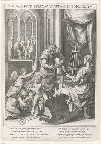 Saint Udalricus of Augsburg as a child, Raphaël Sadeler (I), 1615 Canvas Print