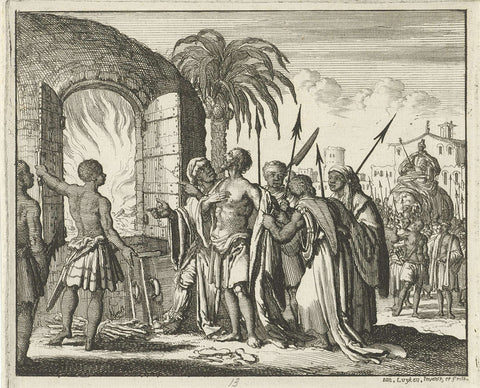 Thomas thrown into an oven, Jan Luyken, 1685 Canvas Print