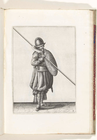 The exercise with shield and skewer: the soldier holds the shield with the left hand in front of the body (no. 6), 1618, Adam van Breen, 1616 - 1618 Canvas Print