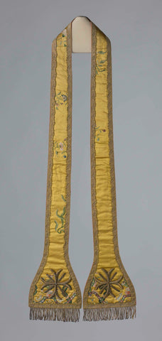 Stole of yellow silk satin with embroidery, anonymous, c. 1800 - c. 1849 Canvas Print