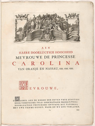 Mission to princess Carolina in: Haga comitis illustrata; of het verheerlykt en verligt 's Gravenhage, 's-Gravenhage 1751, anonymous, 1751 Canvas Print