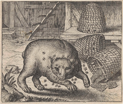 Fable of the bear and bees, Aegidius Sadeler, 1608 Canvas Print