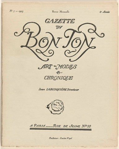 Gazette du Bon Ton. Art - Modes & Frivolités, No. 5 - 1923, 6th Year, Lucien Vogel, 1923 Canvas Print