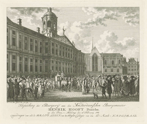 Mayor Hendrik Hooft Danielsz. applauded by the crowd, Noach van der Meer (II), 1787 - 1789 Canvas Print